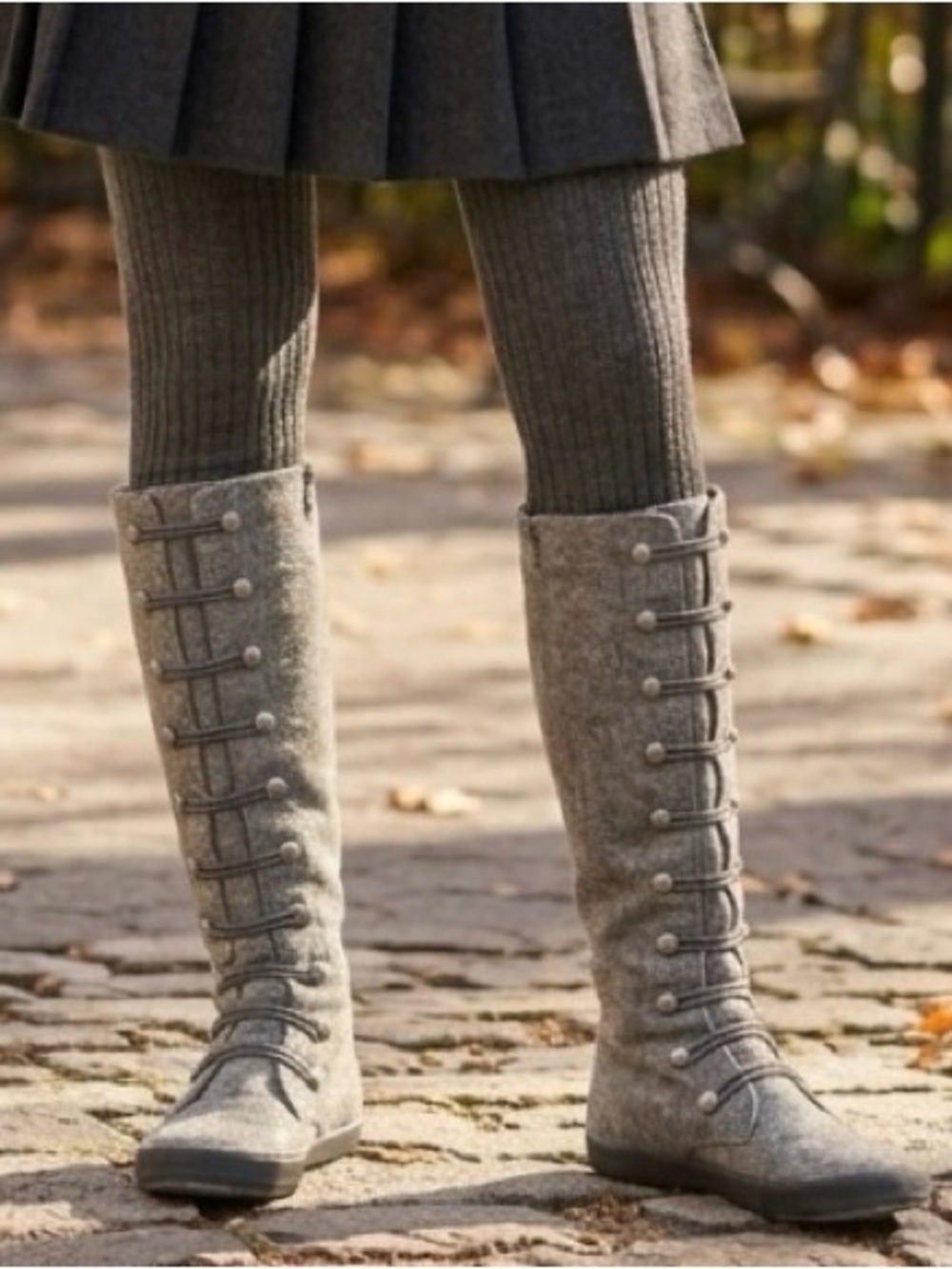 Blowfish Malibu Humvee Grey Flannel Knee High Button Boots Size 7 - Picture 4 of 14
